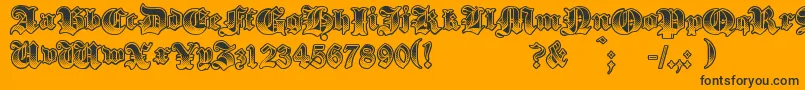 GothikSteel-Schriftart – Schwarze Schriften auf orangefarbenem Hintergrund