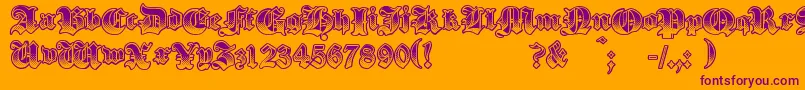 GothikSteel-Schriftart – Violette Schriften auf orangefarbenem Hintergrund