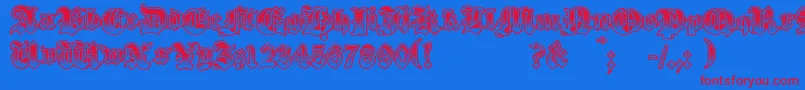 GothikSteel-Schriftart – Rote Schriften auf blauem Hintergrund