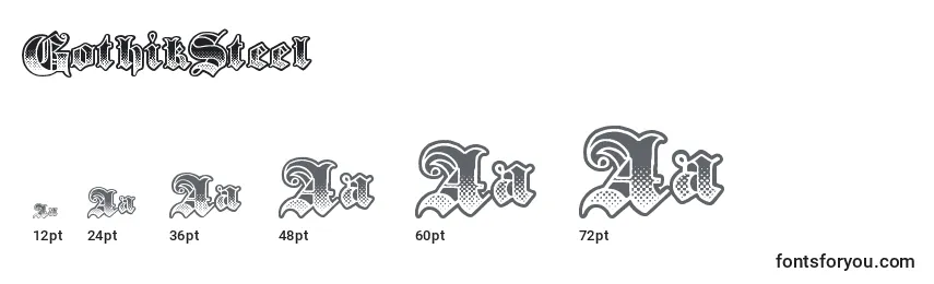 GothikSteel Font Sizes