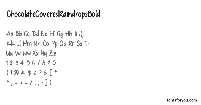 Шрифт ChocolateCoveredRaindropsBold – алфавит, цифры, специальные символы