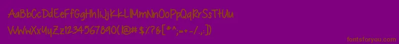 ChocolateCoveredRaindropsBold-Schriftart – Braune Schriften auf violettem Hintergrund