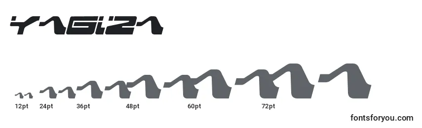 Размеры шрифта Yagiza