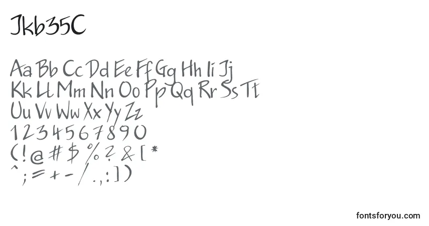 Czcionka Jkb35C – alfabet, cyfry, specjalne znaki