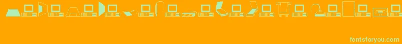 Fonte Computer – fontes verdes em um fundo laranja