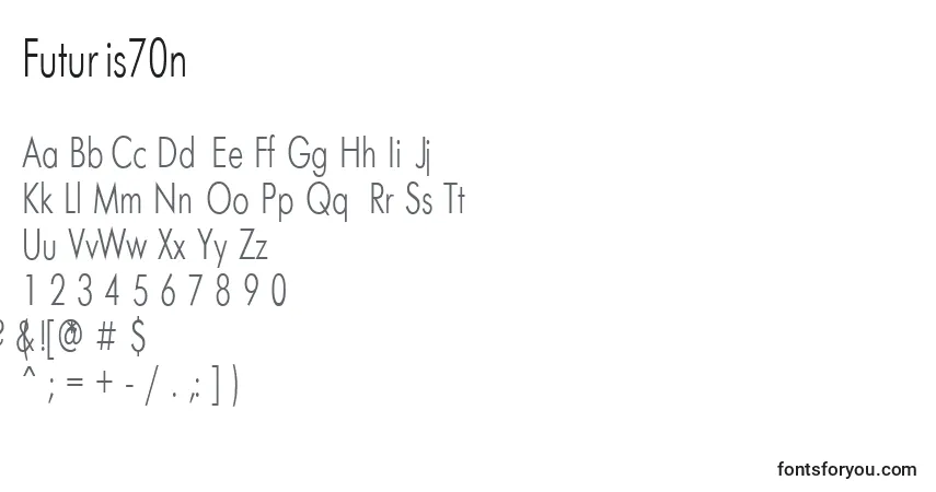 Czcionka Futuris70n – alfabet, cyfry, specjalne znaki