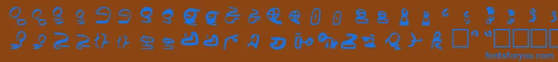 Id4AlienScript-Schriftart – Blaue Schriften auf braunem Hintergrund