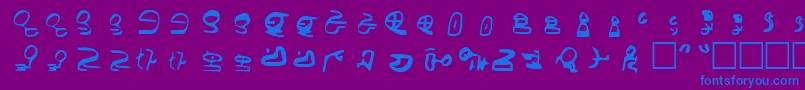 Id4AlienScript-Schriftart – Blaue Schriften auf violettem Hintergrund