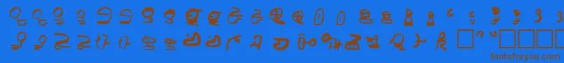Id4AlienScript-Schriftart – Braune Schriften auf blauem Hintergrund