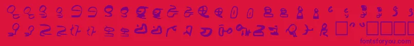 Id4AlienScript-Schriftart – Violette Schriften auf rotem Hintergrund