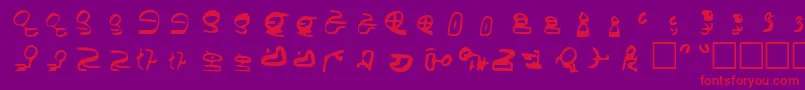fuente Id4AlienScript – Fuentes Rojas Sobre Fondo Morado