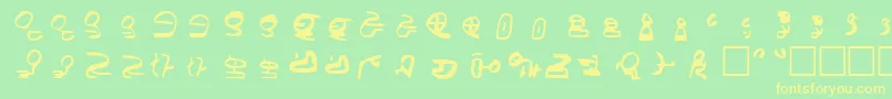 Id4AlienScript-Schriftart – Gelbe Schriften auf grünem Hintergrund