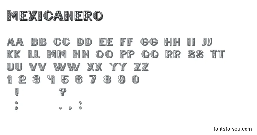 Mexicanero-fontti – aakkoset, numerot, erikoismerkit
