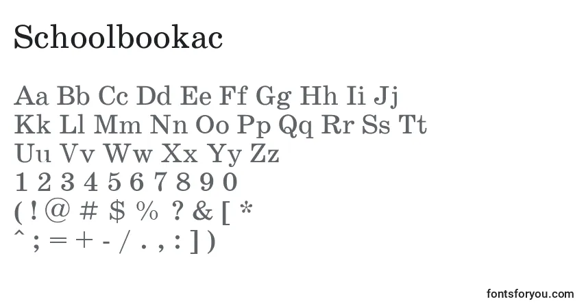 Czcionka Schoolbookac – alfabet, cyfry, specjalne znaki