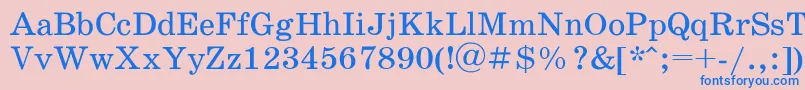 Schoolbookac-fontti – siniset fontit vaaleanpunaisella taustalla