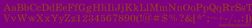 Schoolbookac-fontti – ruskeat fontit violetilla taustalla