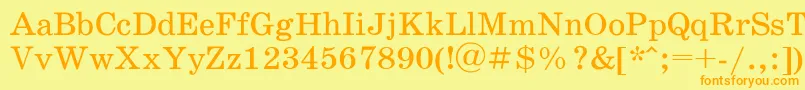 フォントSchoolbookac – オレンジの文字が黄色の背景にあります。