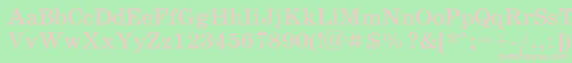 Schoolbookac-fontti – vaaleanpunaiset fontit vihreällä taustalla
