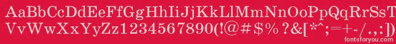 Schoolbookac-fontti – vaaleanpunaiset fontit punaisella taustalla
