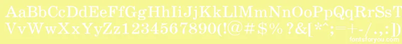 Schoolbookac-fontti – valkoiset fontit keltaisella taustalla