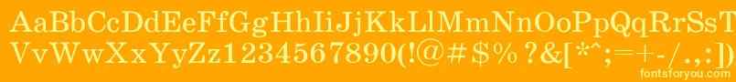 Schoolbookac-fontti – keltaiset fontit oranssilla taustalla