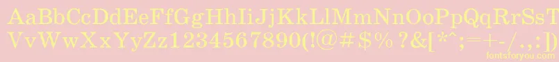 Schoolbookac-fontti – keltaiset fontit vaaleanpunaisella taustalla