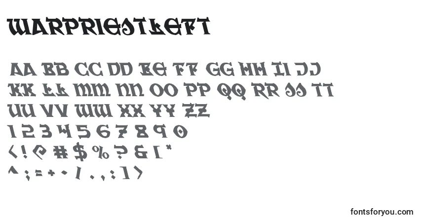 Schriftart Warpriestleft – Alphabet, Zahlen, spezielle Symbole