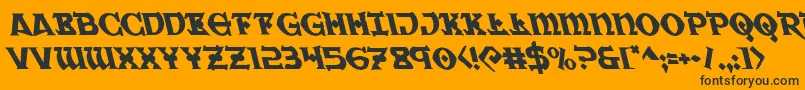 Warpriestleft-Schriftart – Schwarze Schriften auf orangefarbenem Hintergrund