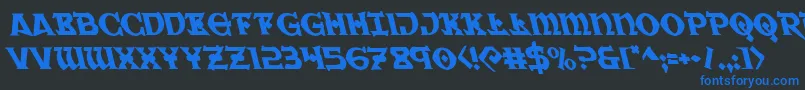 Warpriestleft-Schriftart – Blaue Schriften auf schwarzem Hintergrund