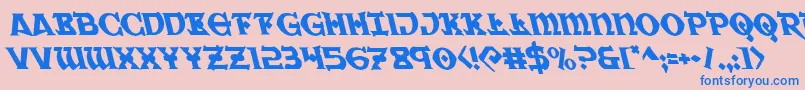 Warpriestleft-Schriftart – Blaue Schriften auf rosa Hintergrund
