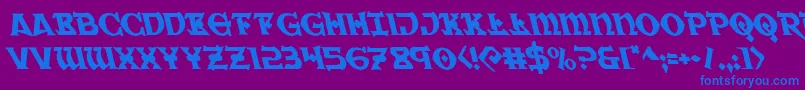Weitere Informationen zur Warpriestleft-Schriftart Warpriestleft-Schriftart – Blaue Schriften auf violettem Hintergrund
