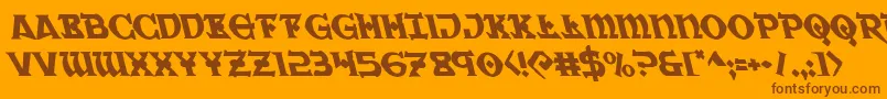 Weitere Informationen zur Warpriestleft-Schriftart Warpriestleft-Schriftart – Braune Schriften auf orangefarbenem Hintergrund