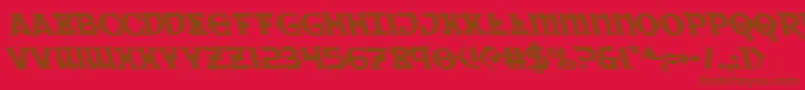 Warpriestleft-Schriftart – Braune Schriften auf rotem Hintergrund
