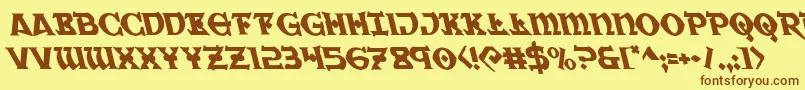Warpriestleft-Schriftart – Braune Schriften auf gelbem Hintergrund