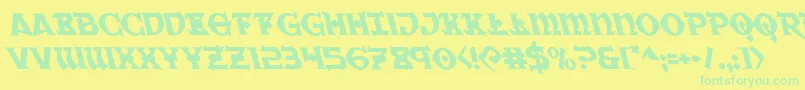 Warpriestleft-Schriftart – Grüne Schriften auf gelbem Hintergrund