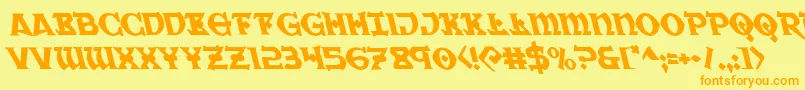Warpriestleft-Schriftart – Orangefarbene Schriften auf gelbem Hintergrund