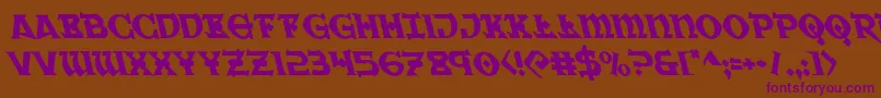 Weitere Informationen zur Warpriestleft-Schriftart Warpriestleft-Schriftart – Violette Schriften auf braunem Hintergrund