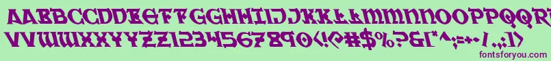 Warpriestleft-Schriftart – Violette Schriften auf grünem Hintergrund