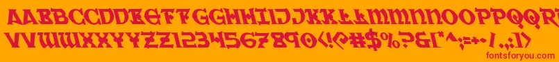 フォントWarpriestleft – オレンジの背景に赤い文字