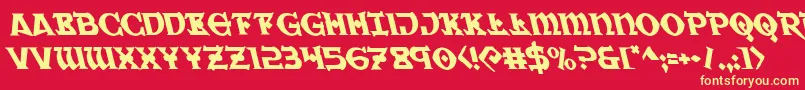 フォントWarpriestleft – 黄色の文字、赤い背景