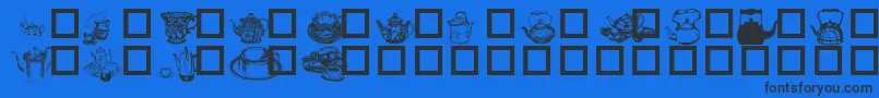 TeaTimeI-Schriftart – Schwarze Schriften auf blauem Hintergrund