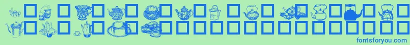 TeaTimeI Font – Blue Fonts on Green Background