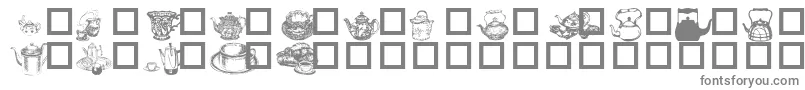 TeaTimeI-fontti – harmaat kirjasimet valkoisella taustalla