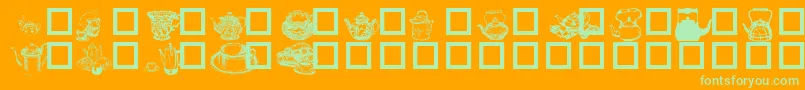 TeaTimeI-Schriftart – Grüne Schriften auf orangefarbenem Hintergrund