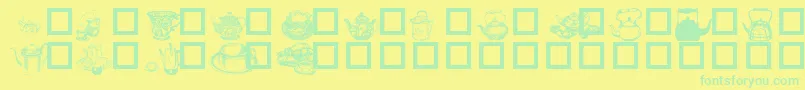 Fonte TeaTimeI – fontes verdes em um fundo amarelo