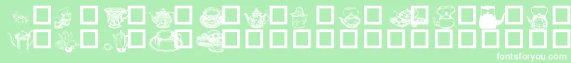 Czcionka TeaTimeI – białe czcionki na zielonym tle