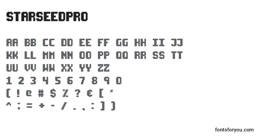 Czcionka Starseedpro – alfabet, cyfry, specjalne znaki