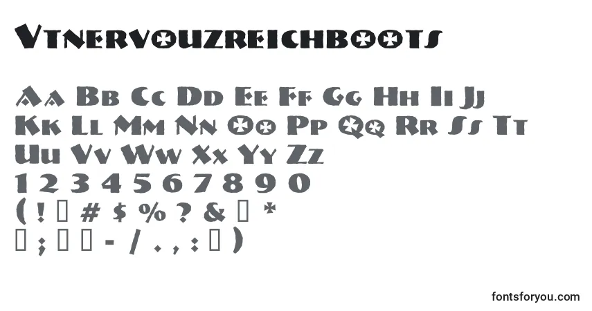 Шрифт Vtnervouzreichboots – алфавит, цифры, специальные символы
