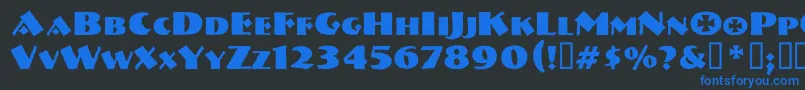 Vtnervouzreichboots-Schriftart – Blaue Schriften auf schwarzem Hintergrund