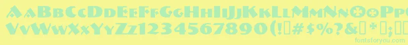 Шрифт Vtnervouzreichboots – зелёные шрифты на жёлтом фоне